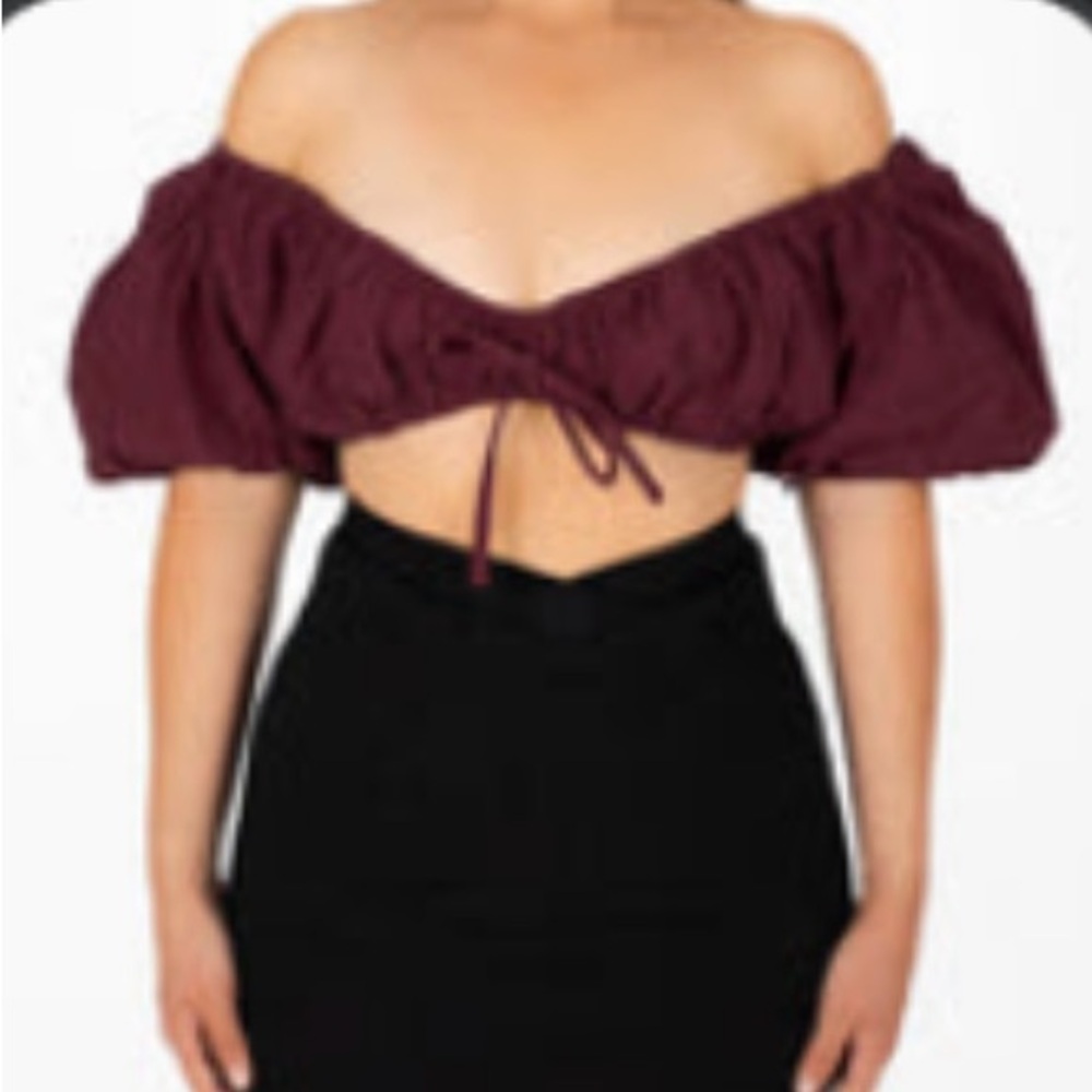 Burgundy Off-Shoulder Crop Top